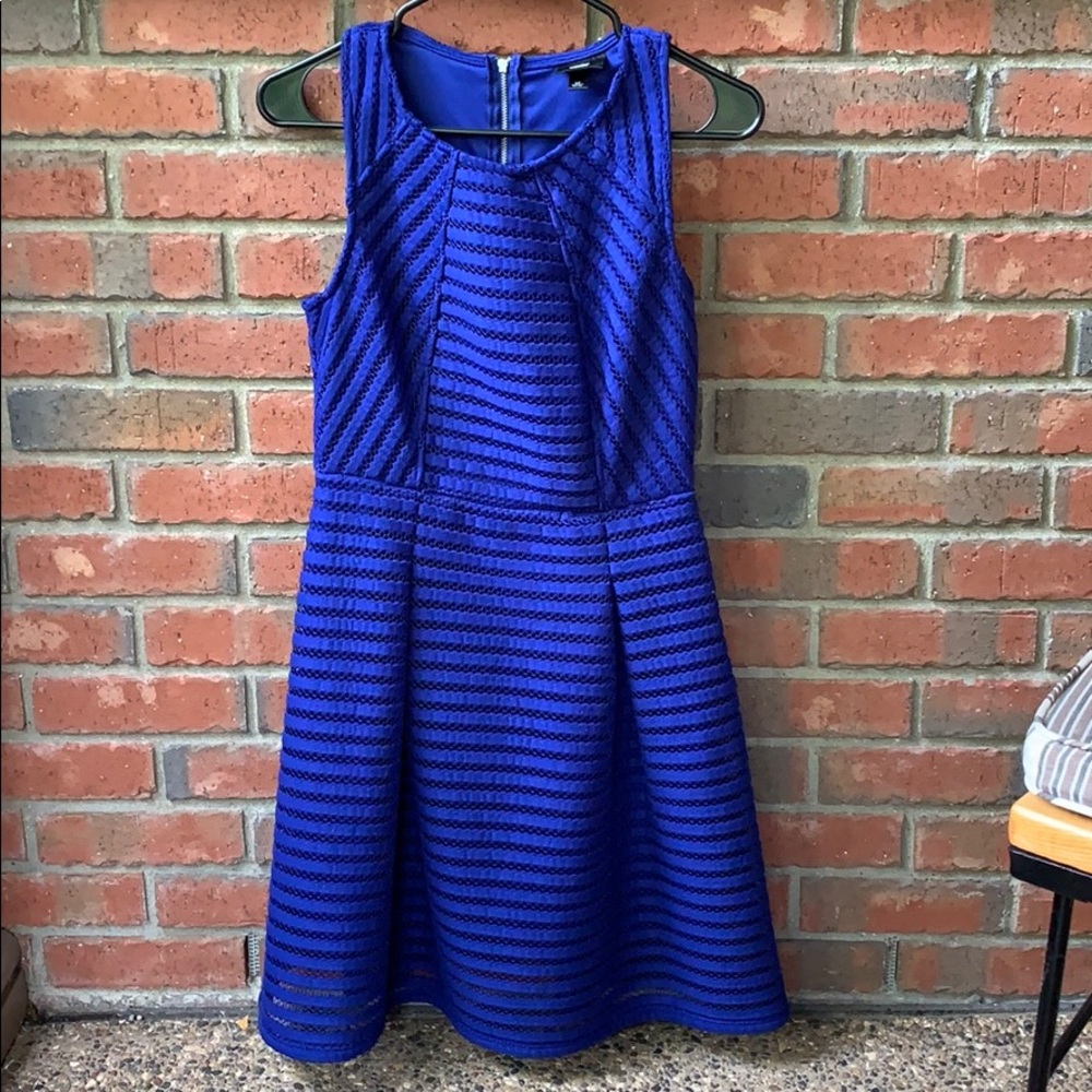 Mossimo Blue Textured Fit and Flare Dress